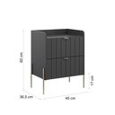 Ver imagem 5 de Mesa de Cabeceira 2 Gavetas Grafite Pés Champagne Industrial Moderna Mdf Ripada