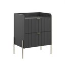 Ver imagem 3 de Mesa de Cabeceira 2 Gavetas Grafite Pés Champagne Industrial Moderna Mdf Ripada