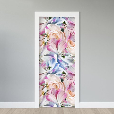 Adesivo de Porta - Flores Colorida