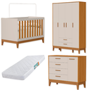 Ver imagem 1 de Quarto de Bebê Berço + Cômoda + Guarda Roupas Areia Fosco/Savana Flip com Colchão