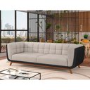 Ver imagem 2 de Sofá 2 Lugares 200cm Coin Courino Preto | Linho Off White - Sallar Home