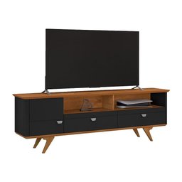 Rack Atenas para Tv até 70 Polegadas Pés em Madeira Maciça Preto Fosco/naturale Preto Fosco/ - 1