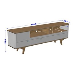 Rack Atenas para Tv até 70 Polegadas Pés em Madeira Maciça Preto Fosco/naturale Preto Fosco/ - 5