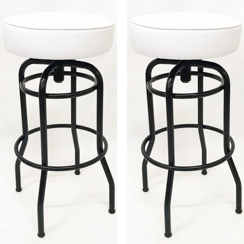Kit 2 Banquetas Bar Alta Giratória Preta Assento Branco - Poltronas do Sul