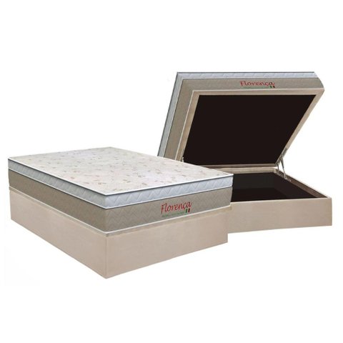 Conjunto Box Baú Casal: Colchão Espuma Orthoflex Bonnel Florença + Base Crc Suede Clean(138x188)