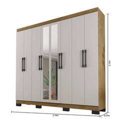 Guarda Roupa Casal Ambiente Barcelona Freijó Baunilha com Espelho - Araplac - 3