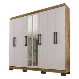 Guarda Roupa Casal Ambiente Barcelona Freijó Baunilha com Espelho - Araplac - 4