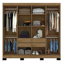 Guarda Roupa Casal Ambiente Barcelona Freijó Baunilha com Espelho - Araplac - 2