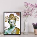 Ver imagem 2 de Quadro Buda Branco com Dourado 24x18cm:madeira Branca