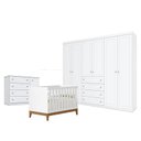 Ver imagem 1 de Quarto de Bebê Americano 6 Portas com Berço Americano Flip Branco Acetinado Reller - Henn