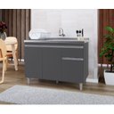 Ver imagem 1 de Armário P/ Pia Inox 120cm Cinza 3 Portas 1 Gaveta S/ Tampo - Pop
