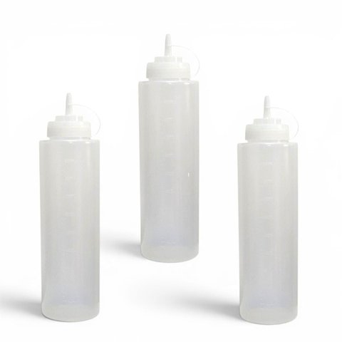 Kit 3 Bisnaga Profissional 1l C/ Marcador e Tampa Chef Line