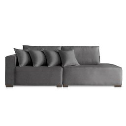Sofá 2 3 4 Lugares Modulado Chaise Almofada Solta Molas Isa Be Linho Grafite 1,9m - 2