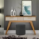 Ver imagem 1 de Puff Banqueta Decorativo Redondo Veludo Pé Plastico Viena:cinza