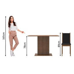 Conjunto Sala de Jantar Mesa Tampo de Madeira 4 Cadeiras Talita Madesa - 4
