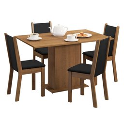 Conjunto Sala de Jantar Mesa Tampo de Madeira 4 Cadeiras Talita Madesa - 3