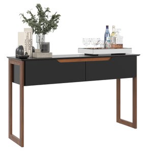 Aparador Buffet Flow 2 Gavetas Pés Madeira Maciça:preto/freijó