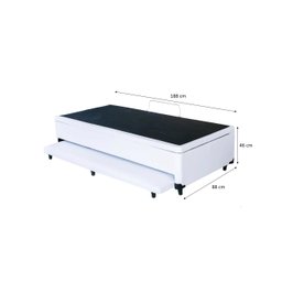 Cama Box Baú Solteiro Com Auxiliar Sintético Branco (Espuma só na Auxiliar) - 2 Cama Box Baú Solteiro Com Auxiliar Sintético Branco (Espuma só na Auxiliar) - 2