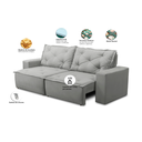 Ver imagem 3 de Sofá Retrátil 3 Lugares com Molas 1,80m Ayla Suede Cinza