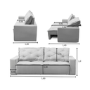 Ver imagem 2 de Sofá Retrátil 3 Lugares com Molas 1,80m Ayla Suede Cinza