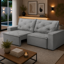 Ver imagem 1 de Sofá Retrátil 3 Lugares com Molas 1,80m Ayla Suede Cinza