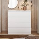Ver imagem 1 de Cômoda Quarto 4 Gavetas Puxador Cava 89,7 cm 100% MDF Cor:Branco