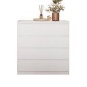 Ver imagem 2 de Cômoda Quarto 4 Gavetas Puxador Cava 89,7 cm 100% MDF Cor:Branco