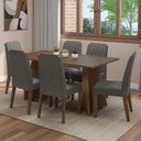 Ver imagem 1 de Conjunto Sala de Jantar Tampo de Madeira 6 Cadeiras Rustic/silver Leon Madesa