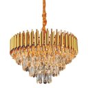 Ver imagem 1 de Lustre Redondo Dourado com Cristais 6E14 50cm PARIS LUZ