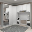 Ver imagem 1 de Guarda Roupa Solteiro Modulado Espelho Cp06 Taiga Branco L01 - Mpozenato