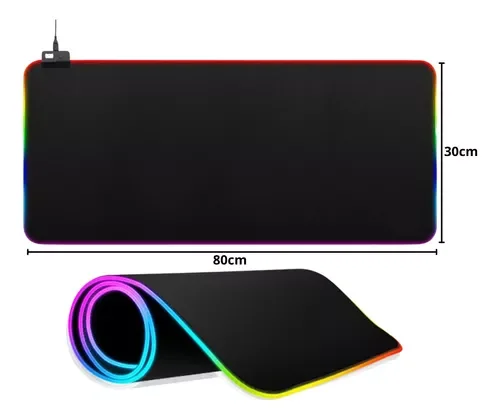 Mouse Pad Gamer Usb 80x30cm Led Efeitos Rgb