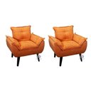 Ver imagem 1 de Kit 02 Poltrona/cadeira Decorativa Glamour com Pés Quadrado Laranja
