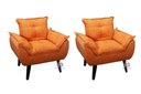 Ver imagem 1 de Kit 02 Poltrona/cadeira Decorativa Glamour com Pés Quadrado Laranja