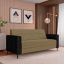 Ver imagem 2 de Sofá Living Decorativo Houston 2 Lugares 160cm Pés em Metal Veludo/ Pu Bege Escuro/ Preto G33 - Gran