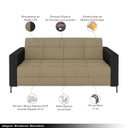 Ver imagem 3 de Sofá Living Decorativo Houston 2 Lugares 160cm Pés em Metal Veludo/ Pu Bege Escuro/ Preto G33 - Gran