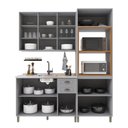 Ver imagem 3 de Armário de Cozinha Modulada Compacta Fidelitá Nara 100% MDF 3 Peças 190cm 10 Portas 2 Gavetas sem