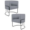Ver imagem 1 de Kit 2 Poltronas Base Aço Betina C-416 Linho Cinza Escuro