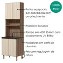 Ver imagem 5 de Paneleiro Kali Premium 4 Portas MDF 70cm Carvalho Toq Bianco Nicioli Móveis