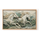Ver imagem 1 de Quadro Decorativo N°26 140x80cm - Panorâmico Cavalos Escultura - Madeira Clara - Rollflex
