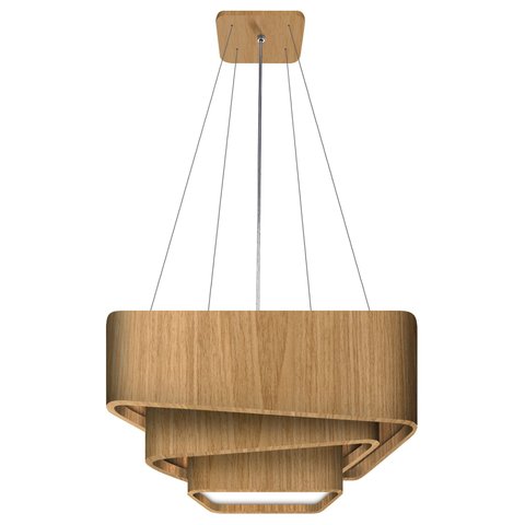 Pendente Trinity Quadrado 70cm - 5 Luzes Adrilustres Freijó