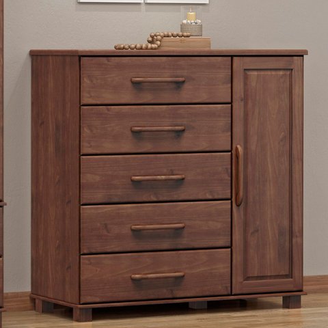 Cômoda para Quarto 125cm 1 Porta 4 Gavetas Eduarda Café F07 - Mpozenato
