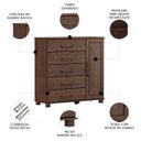 Ver imagem 3 de Cômoda para Quarto 125cm 1 Porta 4 Gavetas Eduarda Café F07 - Mpozenato