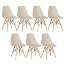 Ver imagem 1 de Kit 7 Cadeiras Charles Eames Eiffel Dsw - Base de Madeira Clara - Nude Multicolorido