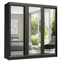Ver imagem 2 de Guarda-Roupa Casal Madesa Reno 3 Portas de Correr de Espelho Preto Cor:Preto