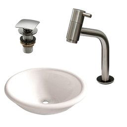 Cuba Sobrepor Lume com Torneira Inox Curva e Válvula Click - 2