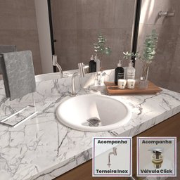 Cuba Sobrepor Lume com Torneira Inox Curva e Válvula Click - 1