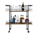 Ver imagem 6 de Bar Móvel Carrinho Organizador com Rodinha Mesa Apoio Jantar:mel
