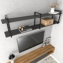 Ver imagem 1 de Estante Industrial Suspensa para Sala - MDF e Ferro Preto