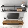 Estante Industrial Suspensa para Sala - MDF e Ferro Preto - 2