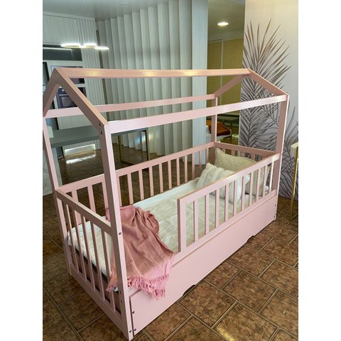 Cama Montessoriana Solteiro C/ Auxiliar Rosa